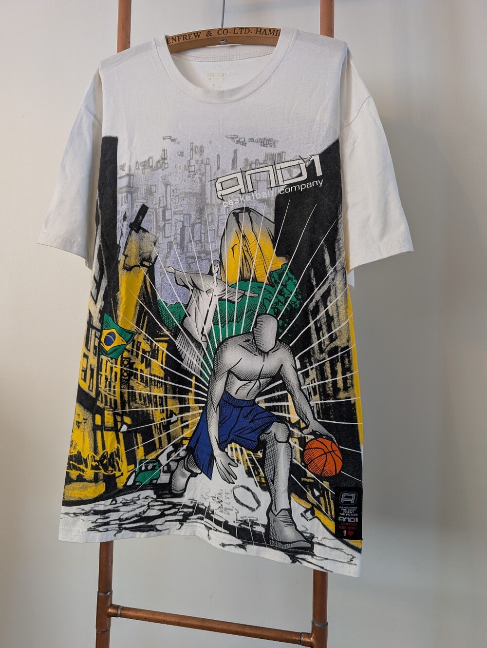 🏀 AND1 🏀 Vintage Y2K   "All-Over Print" (AOP) Streetball T-shirt (Unworn) - Picture 2 of 12